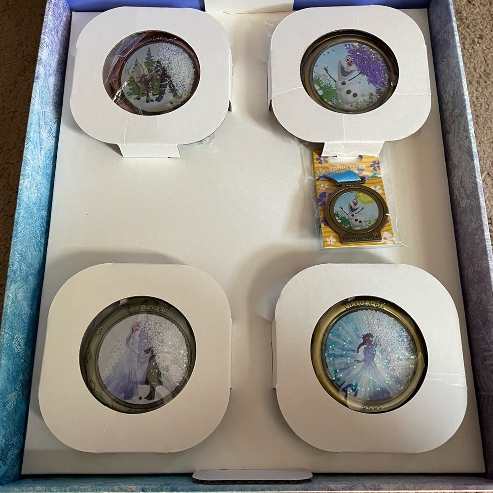 RunDisney virtual Summer Series Frozen 5k 4 medals 1 pin NIB